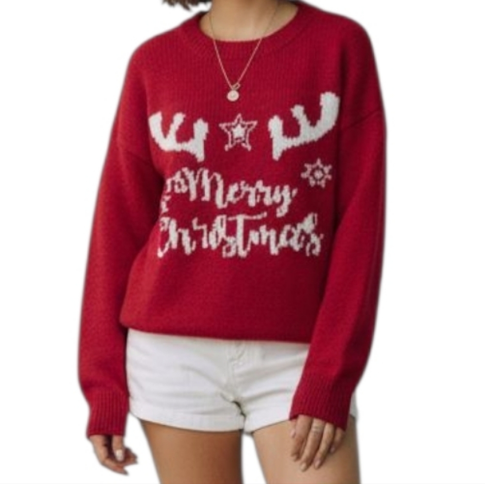 SHEIN Red and White Christmas Sweater